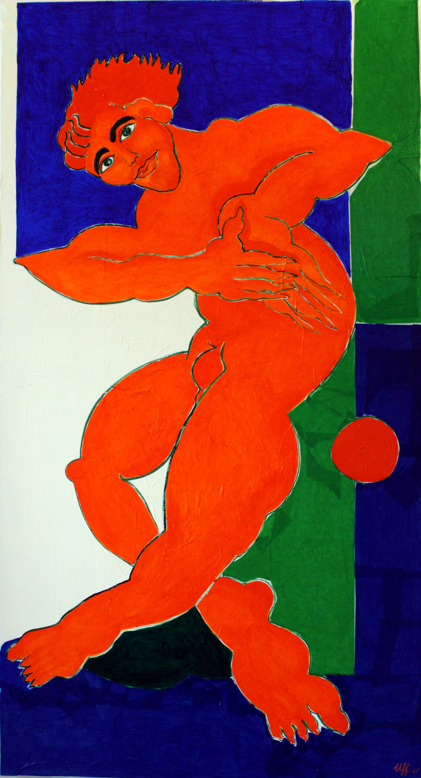Claire Uff / Märkische Schweiz /Q uetsch mich ich bin ein Zitron/ orange / dance / Tanz / Blau / blue / Orange / beach / Bukow / summer / nude / man / green / paper / ultracontemporaryart / Papierarbeit / Seidenpapier / Berlin artist / geil